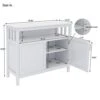 Contemporary Sideboard Buffet Storage Cabinet Sideboard With Adjustable Shelf, White