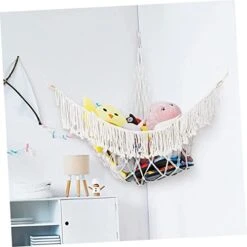 INOOMP Yoga Ball Stand Children Toys Stuffed Animals Net Craft Toys Stuffed Animals For Kids Hammock Stuffed Toy Organizer Stuffed Animals Organizer Net Household Toy Basket White