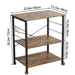 Somdot Baker’s Rack 23.6" Wide Kitchen Utility Shelf 3-Tier Storage Rack For Oven Baker Spice Home Organizer Workstation Microwave Stand, Rustic Brown -Safavieh Furniture 41cGweimpCL