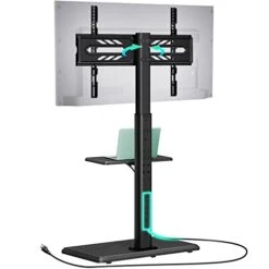 Greenstell TV Stand With Power Outlet & AV Shelf, Universal Floor TV Stand For 32-70 Inch, Swivel Tall TV Stand, Holds Up To 110 LBs,Height Adjustable And Soild Wood Base, Max VESA 600x400mm,Black