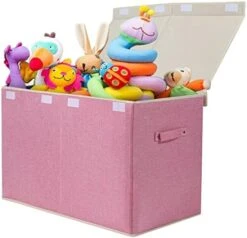 Popoly Large Toy Box Chest Storage With Flip-Top Lid, Collapsible Kids Storage Boxes Container Bins For Childrens Toys, Playroom Organizers, 25"x13" X16" (Linen Pink) 24 Popoly Large Toy Box Chest Storage With Flip-Top Lid, Collapsible Kids Storage Boxes Container Bins For Childrens Toys, Playroom Organizers, 25"x13" X16" (Linen Pink) -Safavieh Furniture 41cRDqnTgbL. AC