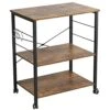 Somdot Baker’s Rack 23.6" Wide Kitchen Utility Shelf 3-Tier Storage Rack For Oven Baker Spice Home Organizer Workstation Microwave Stand, Rustic Brown