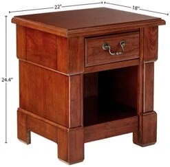 Aspen Rustic Cherry Finish Queen Bed Set With Frame Moldings And Carved Posts, Matching Nightstand Crafted From Mahogany Solids -Safavieh Furniture 41cTUIlrFrL