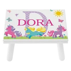 Let’s Make Memories Personalized My Own Name Step Stool - Children’s Step Stool - Sturdy Wood – Non-Toxic Paint, Sealer - Unicorn Design - White - 14’Wx9.25”Lx8.75”H - Ages 3+