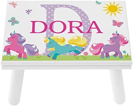 Let’s Make Memories Personalized My Own Name Step Stool - Children’s Step Stool - Sturdy Wood – Non-Toxic Paint, Sealer - Unicorn Design - White - 14’Wx9.25”Lx8.75”H - Ages 3+ 8 Let’s Make Memories Personalized My Own Name Step Stool - Children’s Step Stool - Sturdy Wood – Non-Toxic Paint, Sealer - Unicorn Design - White - 14’Wx9.25”Lx8.75”H - Ages 3+ - Image 8