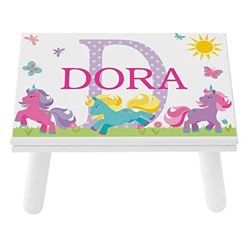 Let’s Make Memories Personalized My Own Name Step Stool - Children’s Step Stool - Sturdy Wood – Non-Toxic Paint, Sealer - Unicorn Design - White - 14’Wx9.25”Lx8.75”H - Ages 3+ 1 Let’s Make Memories Personalized My Own Name Step Stool - Children’s Step Stool - Sturdy Wood – Non-Toxic Paint, Sealer - Unicorn Design - White - 14’Wx9.25”Lx8.75”H - Ages 3+