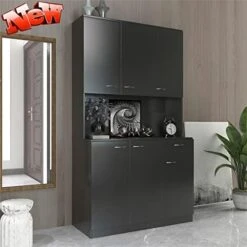 GENERIC AOMUSON New Upgrade Thicken Wood 71 Inch Tall Kitchen Pantry Cabinets, Farmhouse Freestanding Storage Cabinets Wardrobe Armoire, Kitchen Buffet Cabinet With 6 Doors, Shelves & Drawer (Walnut) -Safavieh Furniture 41catiDvJnL. AC