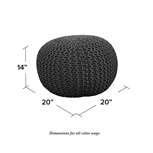 NOORI Home - Premium Luxury 100% Handmade & Handcrafted Cable Style Cotton Knitted Jade Comfortable Pouf, Ottoman, Footrest, Footstool - Beige - 20"x20"x14" 5 NOORI Home - Premium Luxury 100% Handmade & Handcrafted Cable Style Cotton Knitted Jade Comfortable Pouf, Ottoman, Footrest, Footstool - Beige - 20"x20"x14" - Image 5