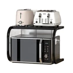 LUCBEI Microwave Oven Rack Kitchen Microwave Storage Rack, Household Oven, Double Layer Storage Rack, Countertop Creative Iron Seasoning Storage Rack, Corner Rack Kitchen Storage Rack (Color : 1)