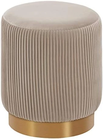 Duhome Modern Round Velvet Ottoman Footrest Vanity Stool Gray 9 Duhome Modern Round Velvet Ottoman Footrest Vanity Stool Gray - Image 9