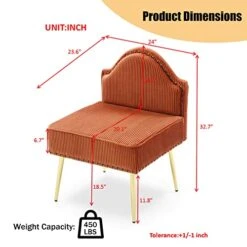 Homtique Velvet Loveseat & Accent Chair 3 Piece Set, Modern Upholstered Living Room Furniture Set, Armless Loveseat Settee With Gold Metal Legs, For Small Space, Bedroom, Apartment, Orange 17 Homtique Velvet Loveseat & Accent Chair 3 Piece Set, Modern Upholstered Living Room Furniture Set, Armless Loveseat Settee With Gold Metal Legs, For Small Space, Bedroom, Apartment, Orange -Safavieh Furniture 41d2x5LNUXL