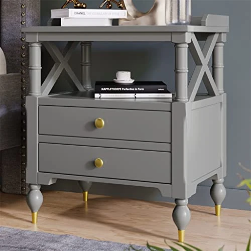 KFJBX Nightstand For Small Spaces Bedroom Contemporary 2 Drawer 4 KFJBX Nightstand For Small Spaces Bedroom Contemporary 2 Drawer - Image 4