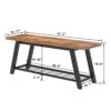 Oastreeful Storage Bench Industrial Rustic Wooden And Metal Entryway Shoe Boots Storage Rack Long Bench Seat For Hallway Bedroom Retro Brown Farmhouse Style