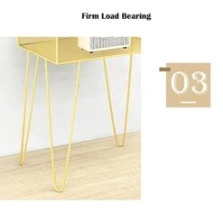 FURUIWUFENG Nightstand Iron Bedside Tables Metal Nightstand With 2 Open Storage Minimalist Style Tall End Table For Bedroom Living Room Office 23.6" H End Table (Color : Gold) -Safavieh Furniture 41dRP7A0R2S