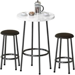 DKLGG 3-Piece Bar Table Set, 24" Square Counter Height Pub Table Dining Table Set With PU Leather Stools, Small Kitchen Table Bar Table And Chairs Set For Living Room, Kitchen, Small Space -Safavieh Furniture 41dRZjS3W2L. AC