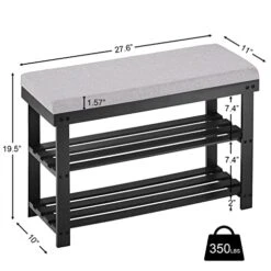 APICIZON 3-Tier Shoe Rack For Entryway, Bamboo Shoe Bench With Cushion Padded Seat, Small Shoe Organizer With Storage For Indoor Entrance Hallway Bedroom Living Room, Black -Safavieh Furniture 41dS7cBF02L