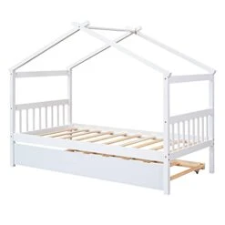 SOFTSEA Twin House Bed With Trundle Twin Platform Bed Frame With Roof For Boys And Girls -Safavieh Furniture 41ddxOizFNL