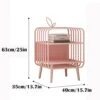 FURUIWUFENG Nightstand Pink Nightstand With 2 Drawers Iron End Table Side Table Stylish Bedroom Furniture Hollow Storage Cabinet ​for Bedroom Living Room End Table