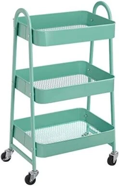 SONGMICS 3-Tier Rolling Cart, Metal Storage Cart, Kitchen Storage Trolley With 2 Brakes And Handles, Utility Cart, Easy Assembly, For Painting Utensils Bedroom Laundry Room, Black UBSC068B01 -Safavieh Furniture 41dmzvIGQNL. AC