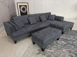 Stendmar 3pc 120" New Modern Dark Grey Microfiber Sectional Sofa Chaise Ottoman Set S168RDG -Safavieh Furniture 41dn7HG9gZL