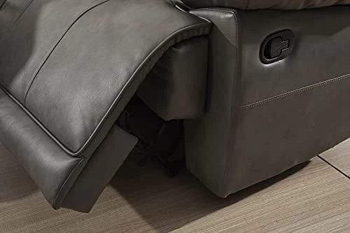 Betsy Furniture Bonded Leather Reclining Sofa Couch Set Living Room Set 8006 (Grey, Glider Chair) 2 Betsy Furniture Bonded Leather Reclining Sofa Couch Set Living Room Set 8006 (Grey, Glider Chair) - Image 2