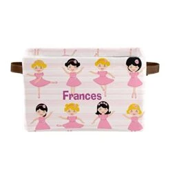 Pink Striped Dancer Girls Personalized Large Storage Box For Toy,Bathroom,Nursery,Home Kitchen Shelves,Custom Closet Decorative Storage Bins 1 Pack