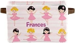 Pink Striped Dancer Girls Personalized Large Storage Box For Toy,Bathroom,Nursery,Home Kitchen Shelves,Custom Closet Decorative Storage Bins 1 Pack -Safavieh Furniture 41e0DfJSJxL. AC