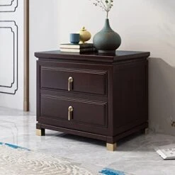 FURUIWUFENG Nightstand Bedside Cabinet Rack Storage Cabinet Living Room Bedroom Bedside Storage Drawer New Chinese Wood Cabinet End Table -Safavieh Furniture 41e3IGUV7qL