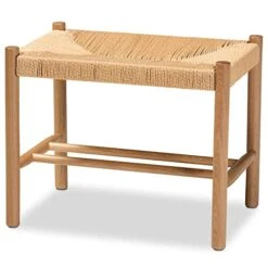 Baxton Studio Saura Benches, One Size, Natural/Oak Brown