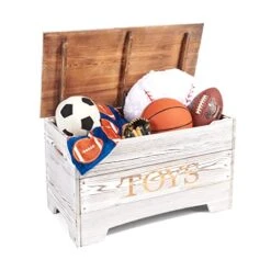 Badger Basket Farmhouse Solid Wood Rustic Toy Box With Reversible Panel - White -Safavieh Furniture 41eE03j7NhL