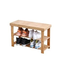 KKTONER Bamboo Shoe Rack Bench 3 Tier Entryway Seat Shoe Organizer Storage Shelf Natural Color -Safavieh Furniture 41eEjJCjvdL