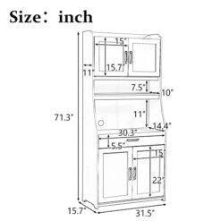 GENERIC Kitchen Cabinet With Top & Bottom Enclosed Cabinet Space,One-Body Style Pantry Cabinet,One Drawer For Living Room Dining Room Storage Buffet (White)