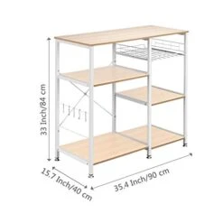 Vasitelan Kitchen Baker's Rack Utility Storage Shelf Microwave Stand 3-Tier+3-Tier Table For Spice Rack Organizer Workstation (Oak) 11 Vasitelan Kitchen Baker's Rack Utility Storage Shelf Microwave Stand 3-Tier+3-Tier Table For Spice Rack Organizer Workstation (Oak) -Safavieh Furniture 41eId7WyH0L