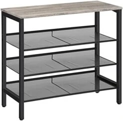 HOOBRO Industrial Shoe Rack, 4-Tier Shoe Shelf, Storage Organizer Unit With 3 Mesh Shelves, Wood Look Accent Furniture With Metal Frame, For Entryway, Living Room, Hallway BF14XJ01 10 HOOBRO Industrial Shoe Rack, 4-Tier Shoe Shelf, Storage Organizer Unit With 3 Mesh Shelves, Wood Look Accent Furniture With Metal Frame, For Entryway, Living Room, Hallway BF14XJ01 -Safavieh Furniture 41eJ1CaIlyL. AC