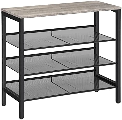 HOOBRO Industrial Shoe Rack, 4-Tier Shoe Shelf, Storage Organizer Unit With 3 Mesh Shelves, Wood Look Accent Furniture With Metal Frame, For Entryway, Living Room, Hallway BF14XJ01 5 HOOBRO Industrial Shoe Rack, 4-Tier Shoe Shelf, Storage Organizer Unit With 3 Mesh Shelves, Wood Look Accent Furniture With Metal Frame, For Entryway, Living Room, Hallway BF14XJ01 - Image 5
