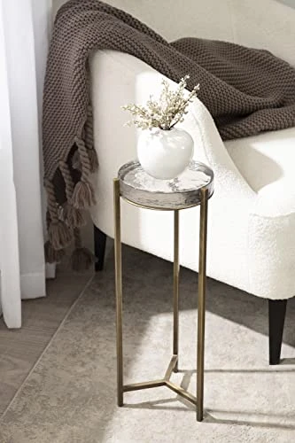 Kate And Laurel Aguilar Modern Drink Table, 8 X 8 X 23, Brass With Clear Glass, Detailed Glass Accent Table For Small Spaces 1 Kate And Laurel Aguilar Modern Drink Table, 8 X 8 X 23, Brass With Clear Glass, Detailed Glass Accent Table For Small Spaces