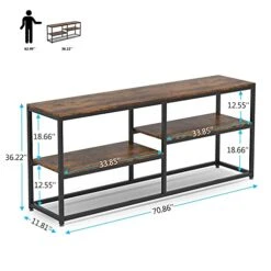 Tirbesigns 70.9 Inch Extra Long Sofa Table With Storage Shelves, Industrial Narrow Console Table Behind Sofa Couch, Entryway Hallway Table TV Stand For Living Room -Safavieh Furniture 41eQk8QZeLS
