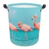 HoaMoya Collapsible Three Flamingo On The Water Laundry Hamper Hello Summer Nursery Hamper Large Waterproof Clothes Toy Storage Basket Bin For Kids Boys Girls Bedroom Bathroom