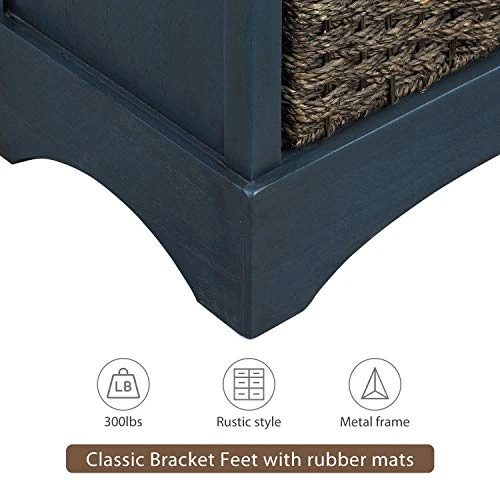 LUMISOL Console Table Sideboard Buffet, Storage Sideboard And Buffet Console Table With Two Drawers And Four Wicker Baskets For Kitchen/Living Room/Dining Room, Accent Furniture (Antique Navy) 5 LUMISOL Console Table Sideboard Buffet, Storage Sideboard And Buffet Console Table With Two Drawers And Four Wicker Baskets For Kitchen/Living Room/Dining Room, Accent Furniture (Antique Navy) - Image 5