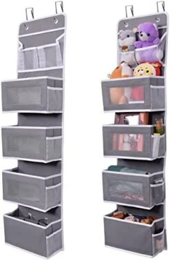 Aeeteek 1 Pack Hanging Closet Organizer 5-Shelf Over The Door Shoe Organizer Wall Mount Storage Bag Containers 49.2 * 13 * 5.5 Inches Large Capacity Collapsible Shelves Drawers (Black) -Safavieh Furniture 41eVNHiM24L. AC