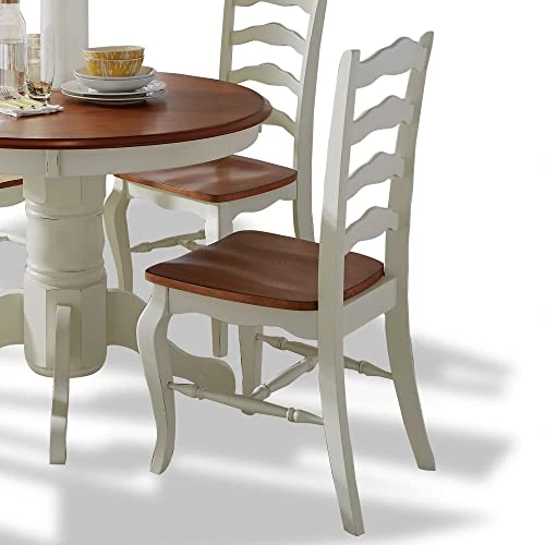 French Countryside Oak/White 42" Round Pedestal Dining Table With 4 Chairs By Home Styles 2 French Countryside Oak/White 42" Round Pedestal Dining Table With 4 Chairs By Home Styles - Image 2