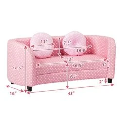 Costzon Kids Sofa Chair, 2 Seats Kids Couch Armrest Chair, Playroom Furniture With Two Cloth Pillows, Eucalyptus Frame Construction, Easy Movement, Perfect For Girls Aged 3-10, Pink -Safavieh Furniture 41eZ138ejzL