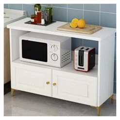 Microwave Oven Rack Kitchen Table, Vegetable Cutting Table, Household Economy Three-layer Floor Standing Cabinet With Cabinet Door, Minimalist Microwave Oven, Oven Storage Cabinet Kitchen Storage Rack -Safavieh Furniture 41eZz97CuoL