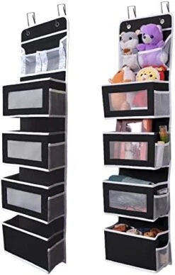 Aeeteek 1 Pack Hanging Closet Organizer 5-Shelf Over The Door Shoe Organizer Wall Mount Storage Bag Containers 49.2 * 13 * 5.5 Inches Large Capacity Collapsible Shelves Drawers (Black) -Safavieh Furniture 41efS1RfvXL. AC