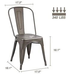 Devoko Metal Indoor-Outdoor Chairs Distressed Style Kitchen Dining Chairs Stackable Side Chairs With Back Set Of 4 (Gun) -Safavieh Furniture 41ehzSkHpYL