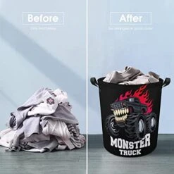 HoaMoya Collapsible Cartoon Monster Truck Laundry Hamper Nursery Hamper Large Waterproof Clothes Toy Storage Basket Bin For Kids Boys Girls Bedroom Bathroom -Safavieh Furniture 41ei8cHKh0L