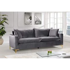 Meridian Furniture Naomi Collection Stainless 1 Modern | Contemporary Velvet Upholstered Sofa With Stainless Steel Base In A Rich Gold Or Chrome Finish, Grey 9 Meridian Furniture Naomi Collection Stainless 1 Modern | Contemporary Velvet Upholstered Sofa With Stainless Steel Base In A Rich Gold Or Chrome Finish, Grey -Safavieh Furniture 41en7TDzNDL