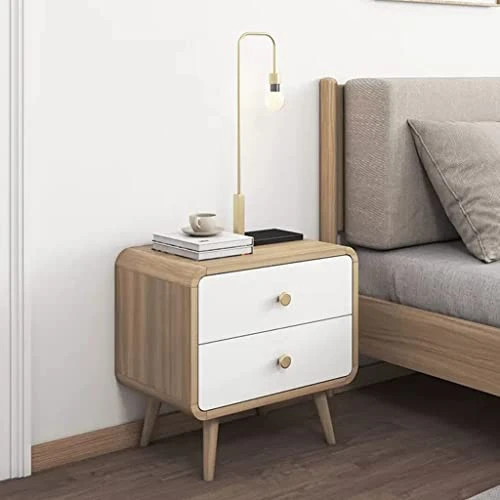 DITUDO Nightstands Round Corner Wooden Bedside Cabinet With 2 Drawers, Bedroom Living Room Bedside Cabinet, Log Color Bedside Cabinet (Color : Brown, Size : 40 * 48cm) 1 DITUDO Nightstands Round Corner Wooden Bedside Cabinet With 2 Drawers, Bedroom Living Room Bedside Cabinet, Log Color Bedside Cabinet (Color : Brown, Size : 40 * 48cm)