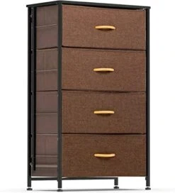 WAYTRIM Dresser Storage Tower, 4 Fabric Organizer Drawers, Wide Chest Of Drawers For Closet Boys & Girls Bedroom, Bedside Furniture, Steel Frame, Wood Top, Fabric Bins, Easy Installation (Camel) -Safavieh Furniture 41f5NN eZUL. AC