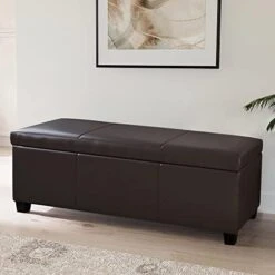 BELLEZE 47 Inch Storage Ottoman, Faux Leather Storage Bench Bedroom Bench With Safety Close Hinge, Ottoman With Storage For Living Room, Entryway, Hallway, Foot Rest, Support 300lbs - Rustic Gray 21 BELLEZE 47 Inch Storage Ottoman, Faux Leather Storage Bench Bedroom Bench With Safety Close Hinge, Ottoman With Storage For Living Room, Entryway, Hallway, Foot Rest, Support 300lbs - Rustic Gray -Safavieh Furniture 41fESB2kQ1L. AC